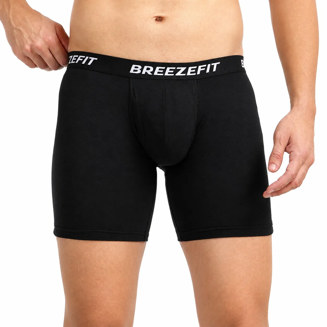 Breezefit Soft Cotton Modal Spandex Boxer Trunk showing full thigh coverage, large pouch and low waist fit